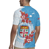 Personalised Fiji Day Rugby Jersey Fijian Tapa Pattern Mix Tagimoucia - Blue Version