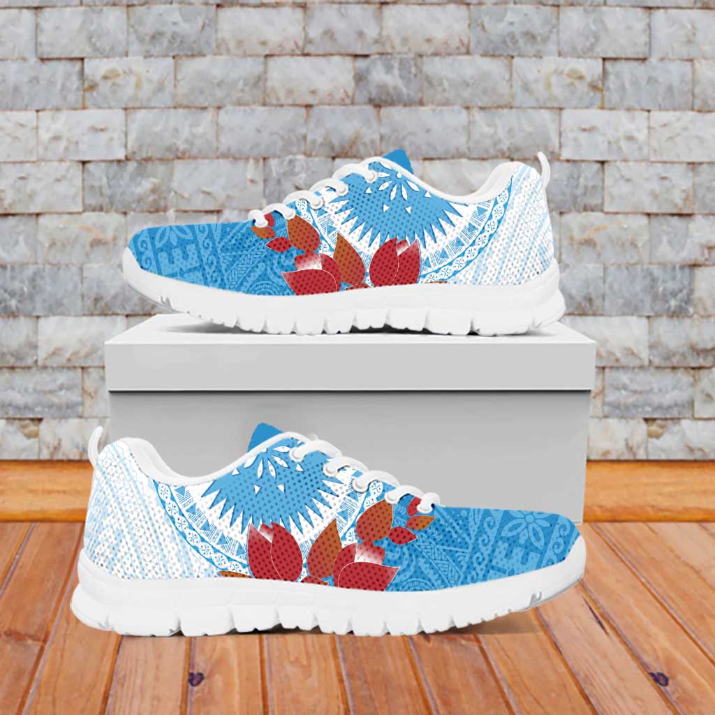Personalised Fiji Day Sneakers Fijian Tapa Pattern Mix Tagimoucia - Blue Version