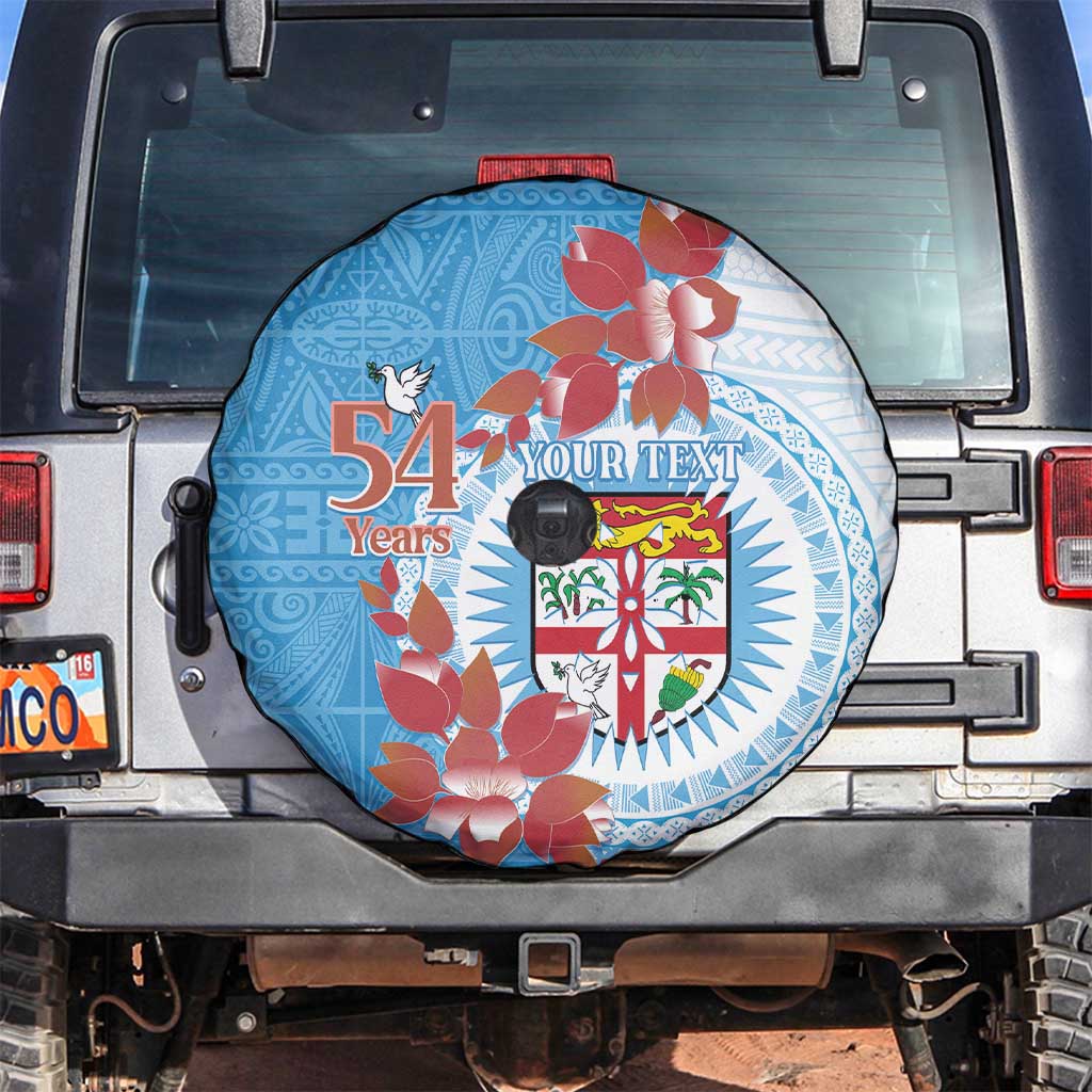 Personalised Fiji Day Spare Tire Cover Fijian Tapa Pattern Mix Tagimoucia - Blue Version LT14 Blue - Polynesian Pride