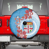 Personalised Fiji Day Spare Tire Cover Fijian Tapa Pattern Mix Tagimoucia - Blue Version LT14 - Polynesian Pride