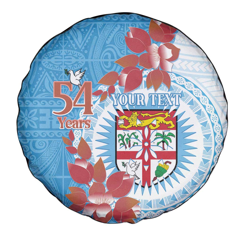 Personalised Fiji Day Spare Tire Cover Fijian Tapa Pattern Mix Tagimoucia - Blue Version LT14 - Polynesian Pride