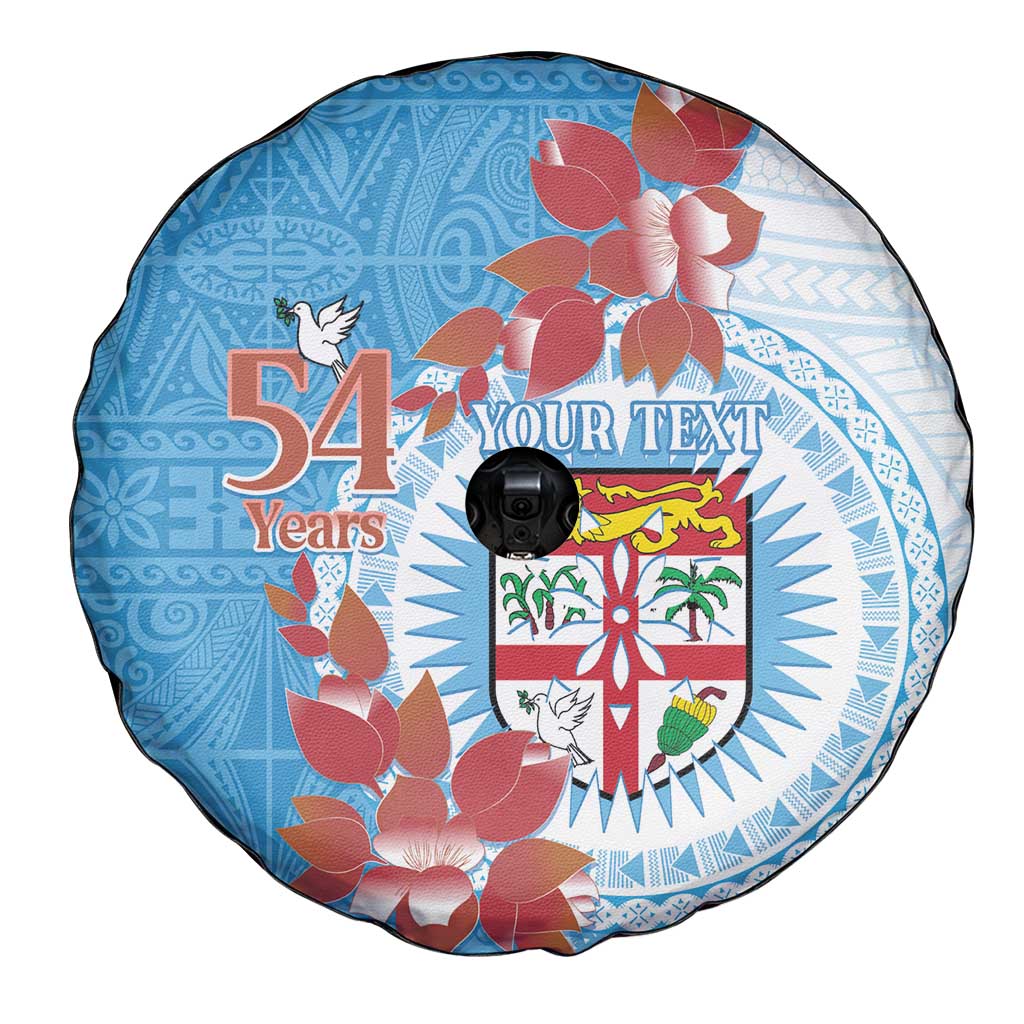 Personalised Fiji Day Spare Tire Cover Fijian Tapa Pattern Mix Tagimoucia - Blue Version LT14 - Polynesian Pride