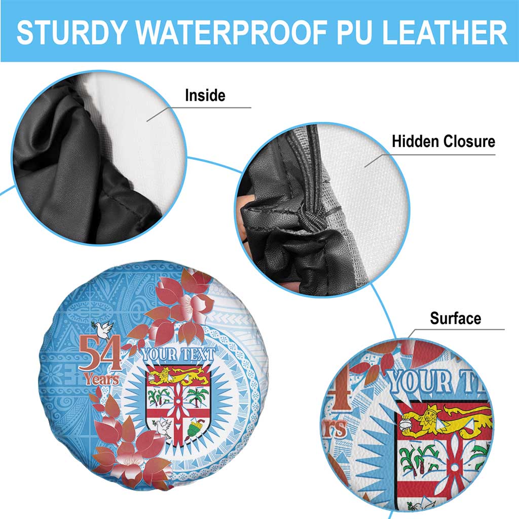 Personalised Fiji Day Spare Tire Cover Fijian Tapa Pattern Mix Tagimoucia - Blue Version LT14 - Polynesian Pride