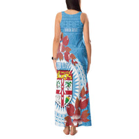 Personalised Fiji Day Tank Maxi Dress Fijian Tapa Pattern Mix Tagimoucia - Blue Version