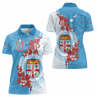 Personalised Fiji Day Women Polo Shirt Fijian Tapa Pattern Mix Tagimoucia - Blue Version