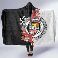 Personalised Fiji Day Hooded Blanket Fijian Tapa Pattern Mix Tagimoucia - Black Version LT14 One Size Black - Polynesian Pride
