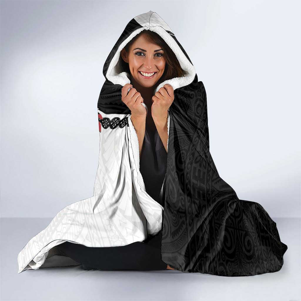 Personalised Fiji Day Hooded Blanket Fijian Tapa Pattern Mix Tagimoucia - Black Version LT14 - Polynesian Pride