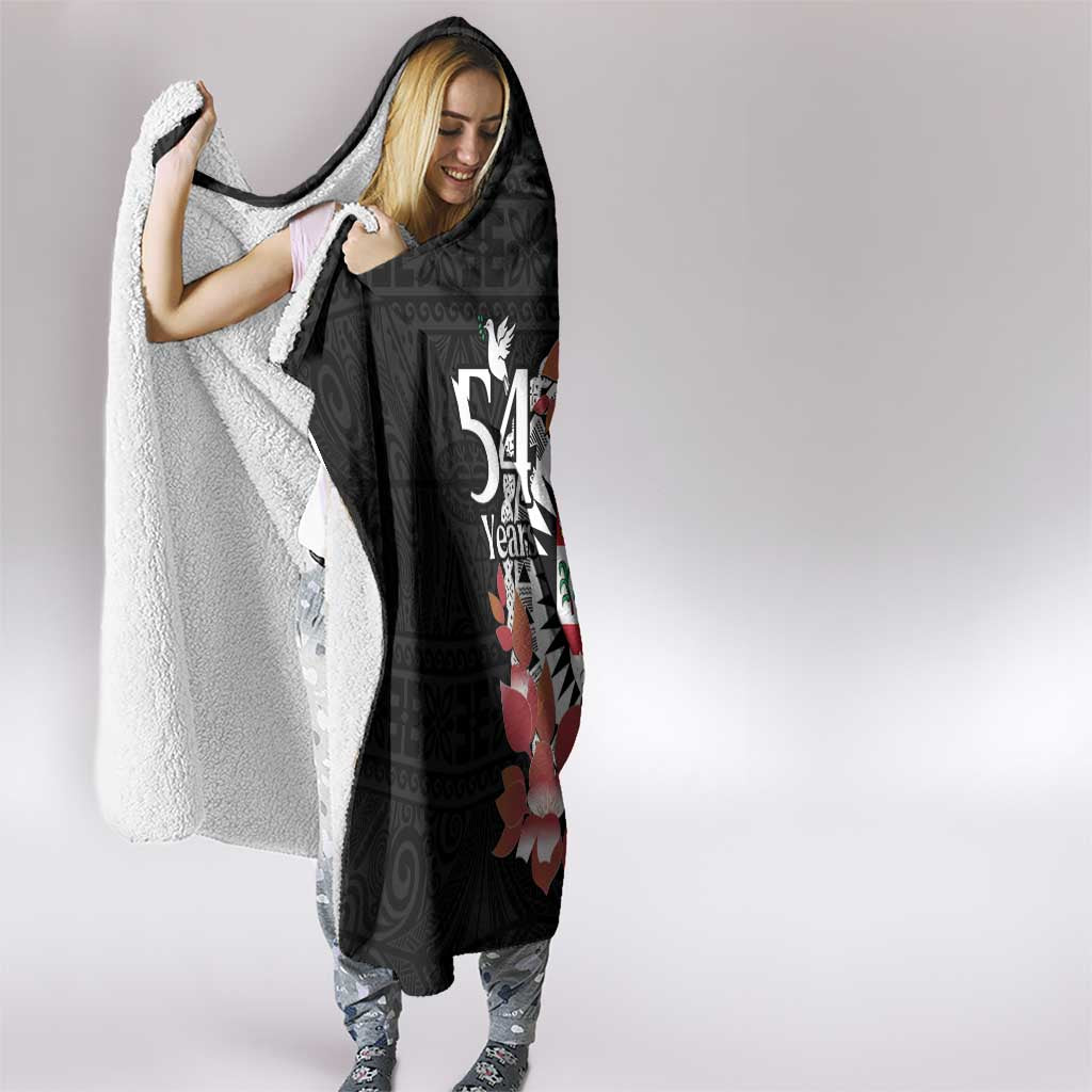 Personalised Fiji Day Hooded Blanket Fijian Tapa Pattern Mix Tagimoucia - Black Version LT14 - Polynesian Pride