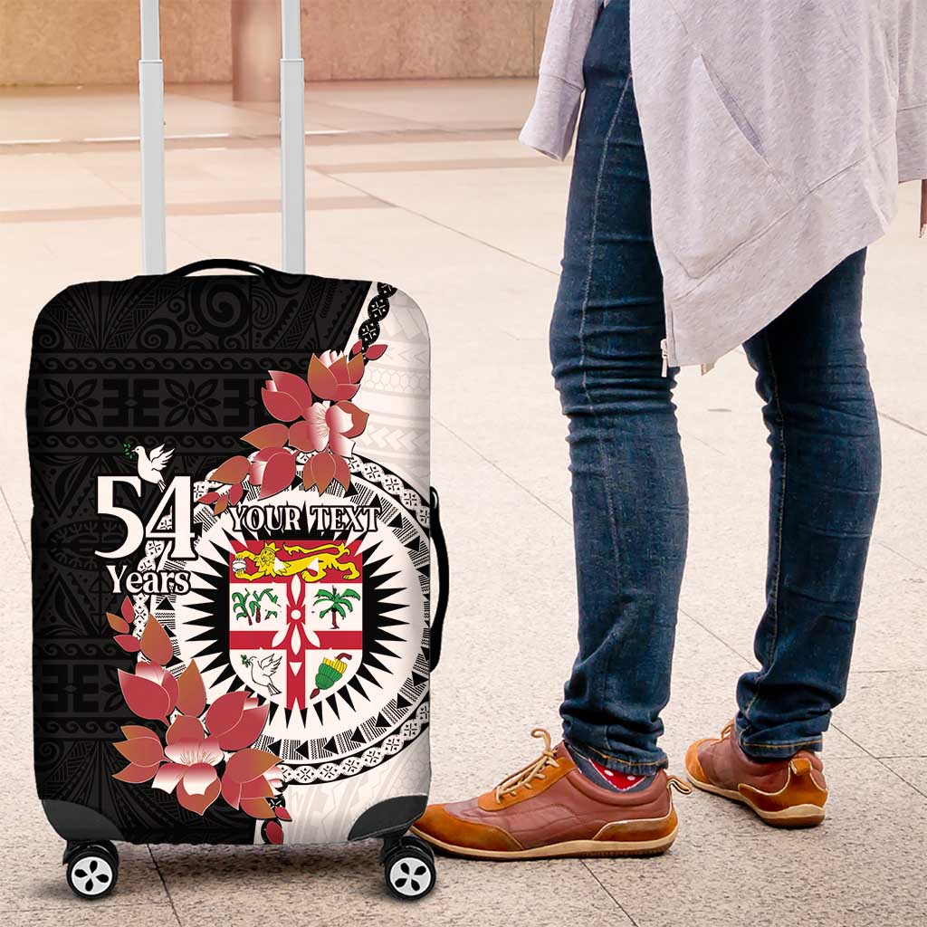 Personalised Fiji Day Luggage Cover Fijian Tapa Pattern Mix Tagimoucia - Black Version LT14 Black - Polynesian Pride