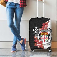 Personalised Fiji Day Luggage Cover Fijian Tapa Pattern Mix Tagimoucia - Black Version LT14 - Polynesian Pride