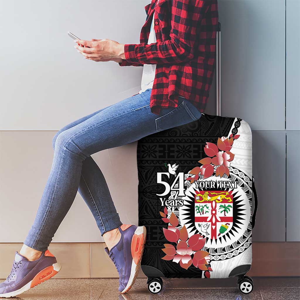 Personalised Fiji Day Luggage Cover Fijian Tapa Pattern Mix Tagimoucia - Black Version LT14 - Polynesian Pride