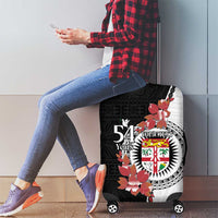 Personalised Fiji Day Luggage Cover Fijian Tapa Pattern Mix Tagimoucia - Black Version LT14 - Polynesian Pride