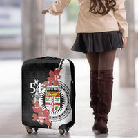 Personalised Fiji Day Luggage Cover Fijian Tapa Pattern Mix Tagimoucia - Black Version LT14 - Polynesian Pride