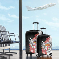 Personalised Fiji Day Luggage Cover Fijian Tapa Pattern Mix Tagimoucia - Black Version LT14 - Polynesian Pride