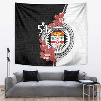 Personalised Fiji Day Tapestry Fijian Tapa Pattern Mix Tagimoucia - Black Version LT14 Black - Polynesian Pride