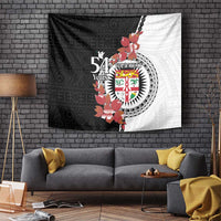 Personalised Fiji Day Tapestry Fijian Tapa Pattern Mix Tagimoucia - Black Version LT14 - Polynesian Pride