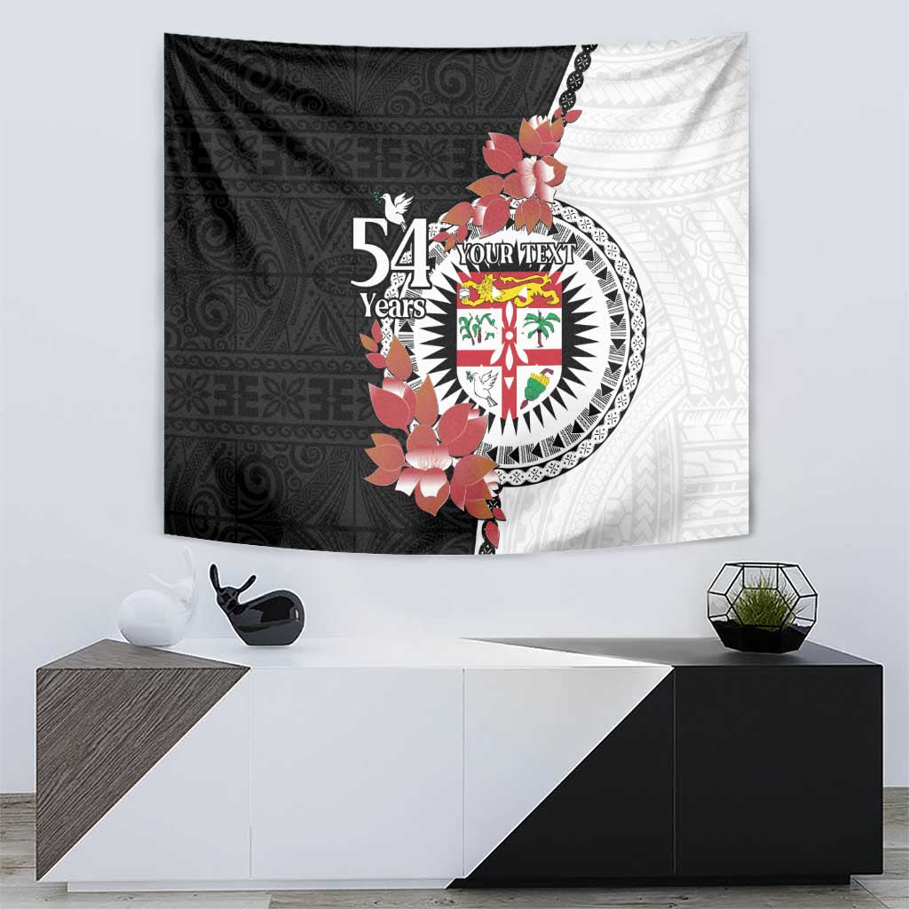 Personalised Fiji Day Tapestry Fijian Tapa Pattern Mix Tagimoucia - Black Version LT14 - Polynesian Pride