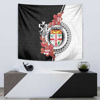 Personalised Fiji Day Tapestry Fijian Tapa Pattern Mix Tagimoucia - Black Version LT14 - Polynesian Pride