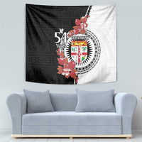 Personalised Fiji Day Tapestry Fijian Tapa Pattern Mix Tagimoucia - Black Version LT14 - Polynesian Pride
