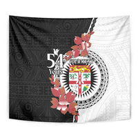 Personalised Fiji Day Tapestry Fijian Tapa Pattern Mix Tagimoucia - Black Version LT14 - Polynesian Pride