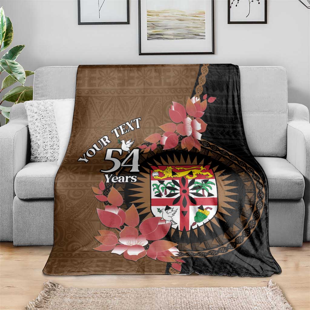 Personalised Fiji Day Blanket Fijian Tapa Pattern Mix Tagimoucia - Brown Version LT14 - Polynesian Pride