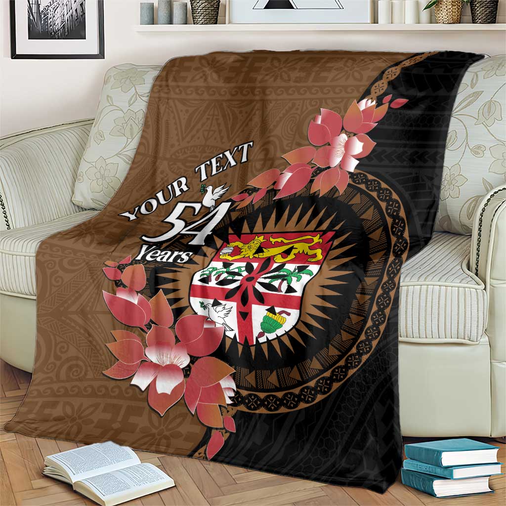 Personalised Fiji Day Blanket Fijian Tapa Pattern Mix Tagimoucia - Brown Version LT14 - Polynesian Pride
