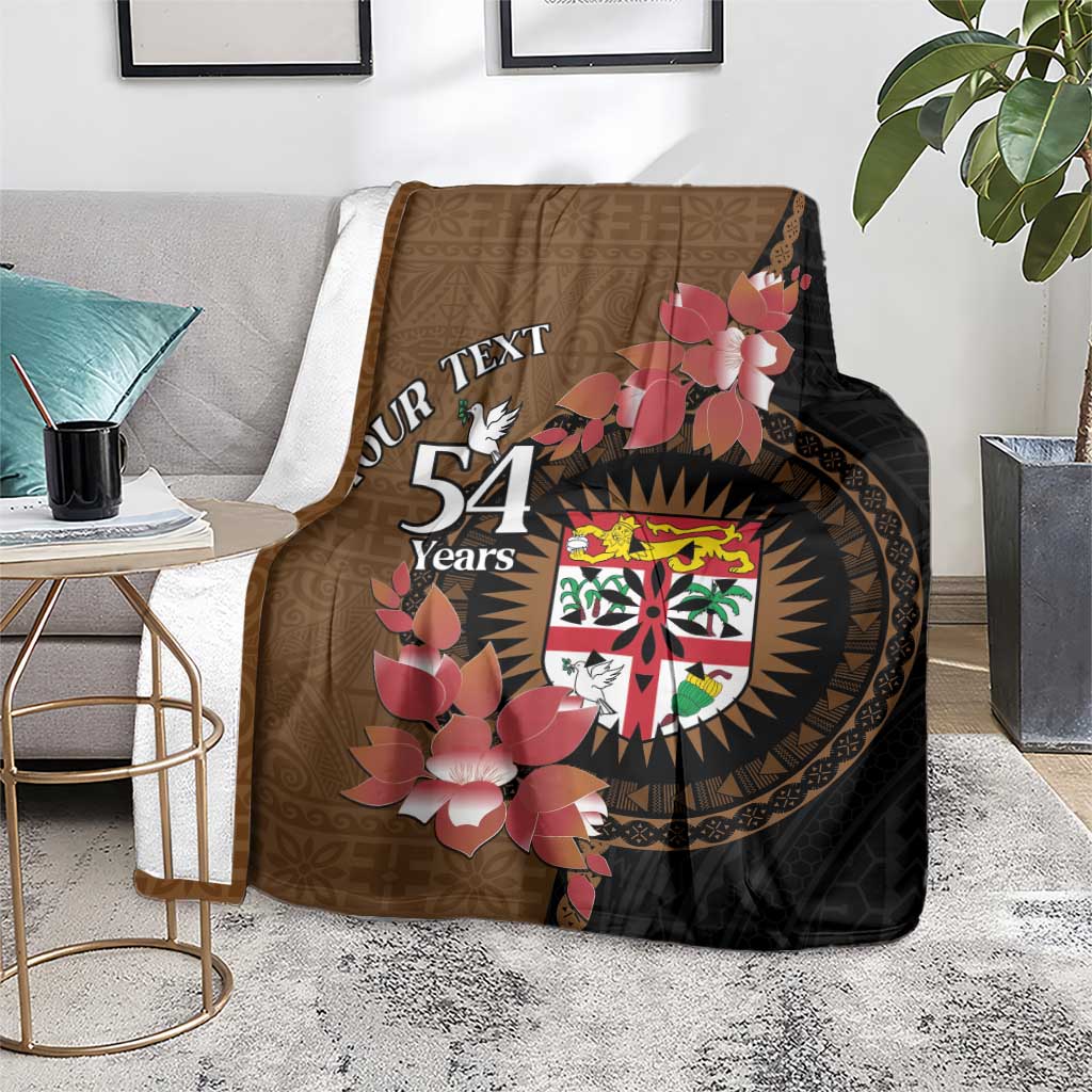 Personalised Fiji Day Blanket Fijian Tapa Pattern Mix Tagimoucia - Brown Version LT14 - Polynesian Pride