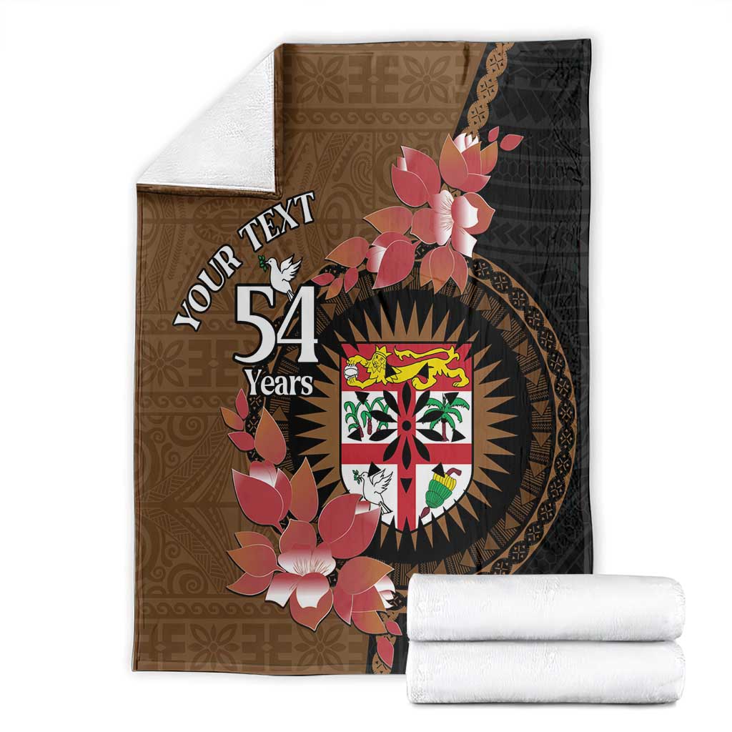 Personalised Fiji Day Blanket Fijian Tapa Pattern Mix Tagimoucia - Brown Version LT14 - Polynesian Pride