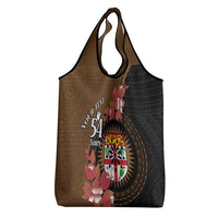 Personalised Fiji Day Grocery Bag Fijian Tapa Pattern Mix Tagimoucia - Brown Version LT14 - Polynesian Pride