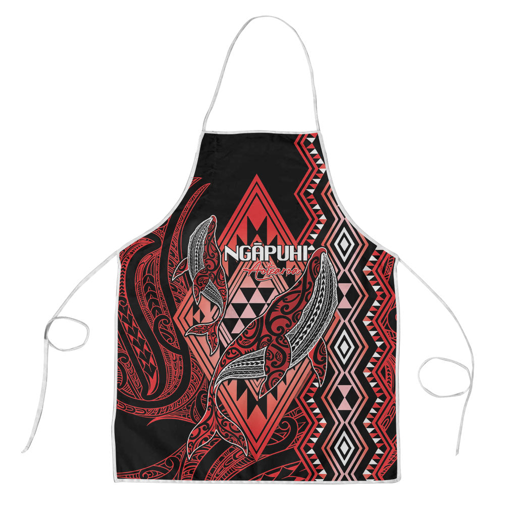 Aotearoa Iwi Ngapuhi Apron NZ Maori Humpback Whale Taniko Motifs LT14 Red - Polynesian Pride