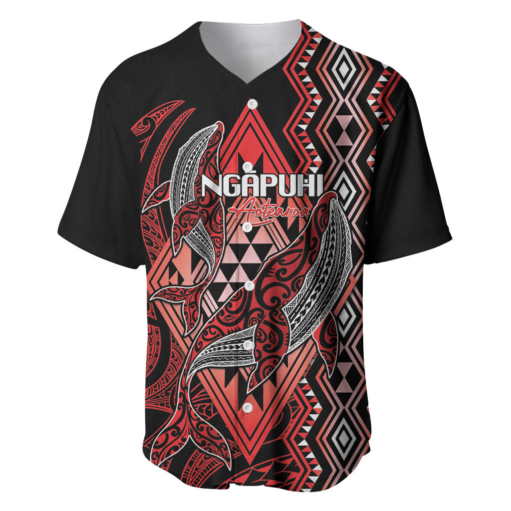 Aotearoa Iwi Ngapuhi Personalised Baseball Jersey NZ Maori Humpback Whale Taniko Motifs LT14 Red - Polynesian Pride