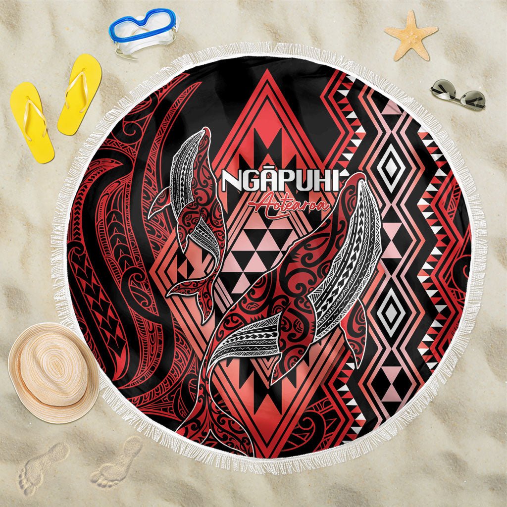 Aotearoa Iwi Ngapuhi Beach Blanket NZ Maori Humpback Whale Taniko Motifs LT14 One Size 150cm Red - Polynesian Pride