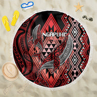 Aotearoa Iwi Ngapuhi Beach Blanket NZ Maori Humpback Whale Taniko Motifs LT14 One Size 150cm Red - Polynesian Pride