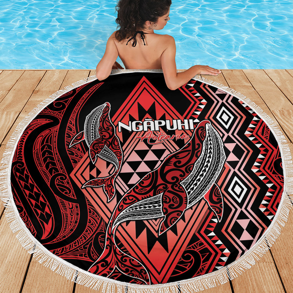 Aotearoa Iwi Ngapuhi Beach Blanket NZ Maori Humpback Whale Taniko Motifs LT14 - Polynesian Pride