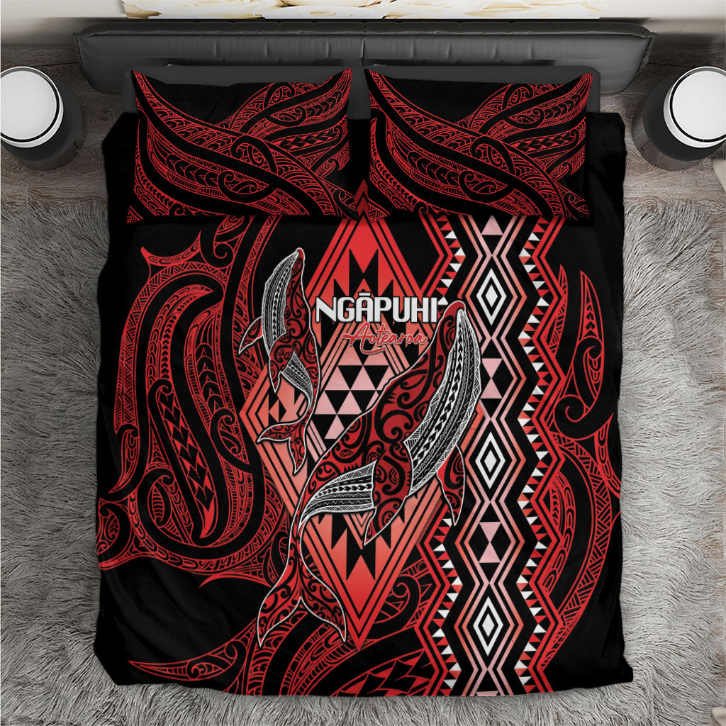 Aotearoa Iwi Ngapuhi Bedding Set NZ Maori Humpback Whale Taniko Motifs LT14 Red - Polynesian Pride