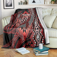 Aotearoa Iwi Ngapuhi Blanket NZ Maori Humpback Whale Taniko Motifs LT14 Red - Polynesian Pride