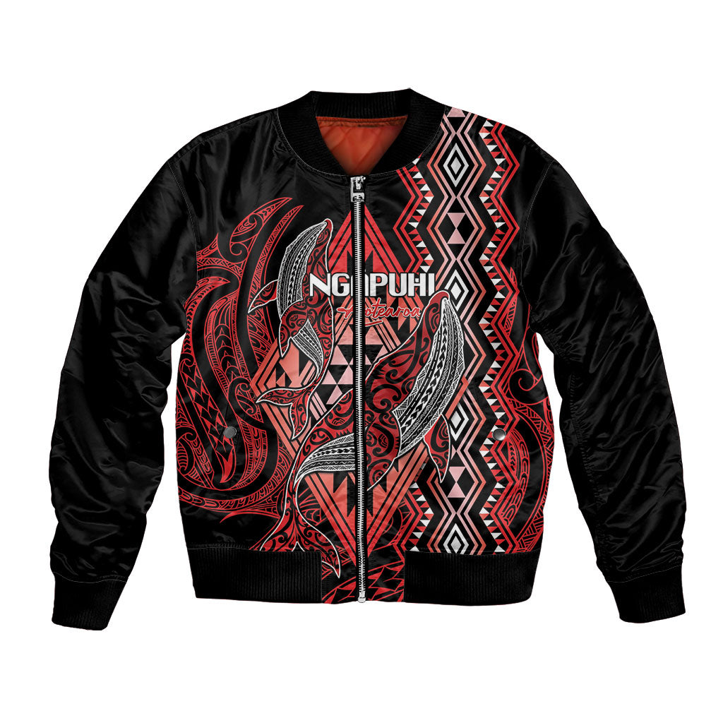 Aotearoa Iwi Ngapuhi Personalised Bomber Jacket NZ Maori Humpback Whale Taniko Motifs LT14 Unisex Red - Polynesian Pride