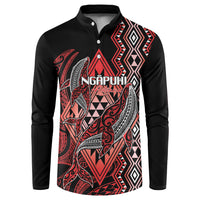 Aotearoa Iwi Ngapuhi Personalised Button Sweatshirt NZ Maori Humpback Whale Taniko Motifs LT14 Red - Polynesian Pride