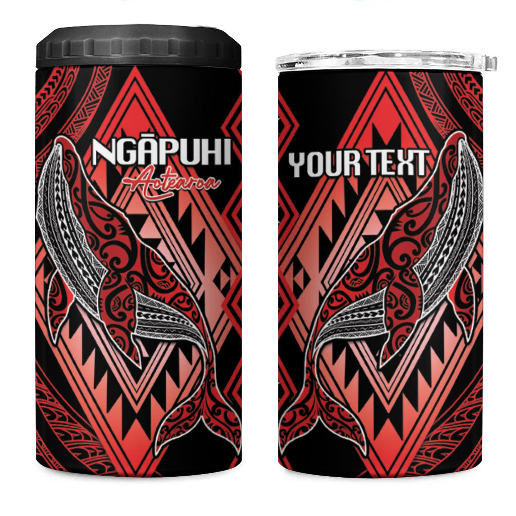 Aotearoa Iwi Ngapuhi Personalised 4 in 1 Can Cooler Tumbler NZ Maori Humpback Whale Taniko Motifs LT14 One Size: 16 oz Red - Polynesian Pride