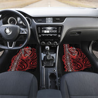 Aotearoa Iwi Ngapuhi Personalised Car Mats NZ Maori Humpback Whale Taniko Motifs LT14 Set 2pcs - Front Red - Polynesian Pride