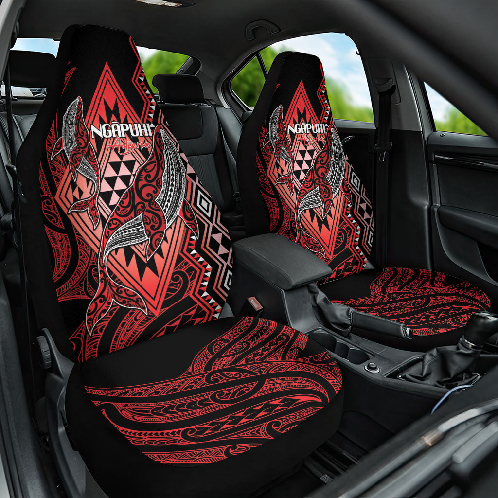 Aotearoa Iwi Ngapuhi Car Seat Cover NZ Maori Humpback Whale Taniko Motifs LT14 One Size Red - Polynesian Pride