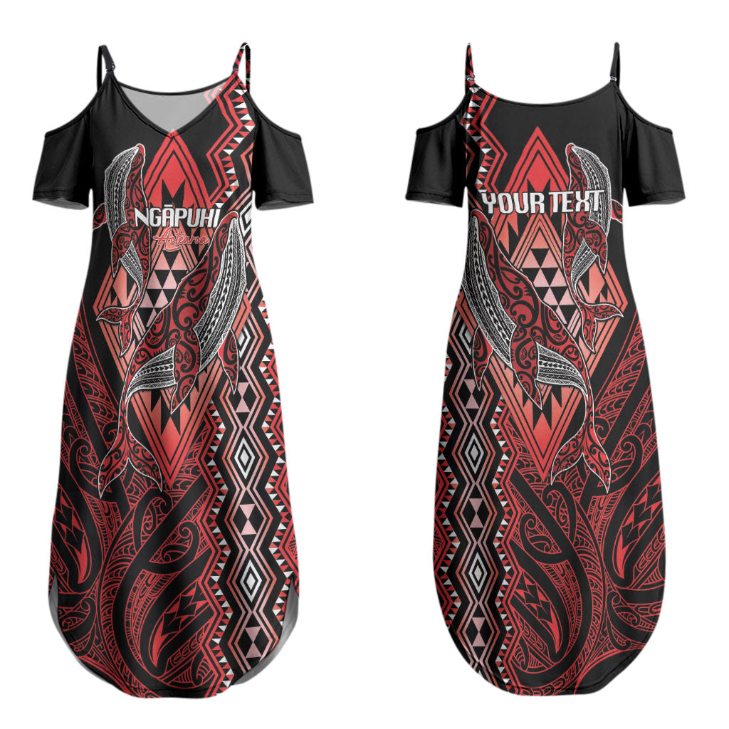 Aotearoa Iwi Ngapuhi Personalised Couples Matching Summer Maxi Dress and Hawaiian Shirt NZ Maori Humpback Whale Taniko Motifs LT14 - Polynesian Pride