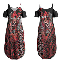 Aotearoa Iwi Ngapuhi Personalised Couples Matching Summer Maxi Dress and Hawaiian Shirt NZ Maori Humpback Whale Taniko Motifs LT14 - Polynesian Pride