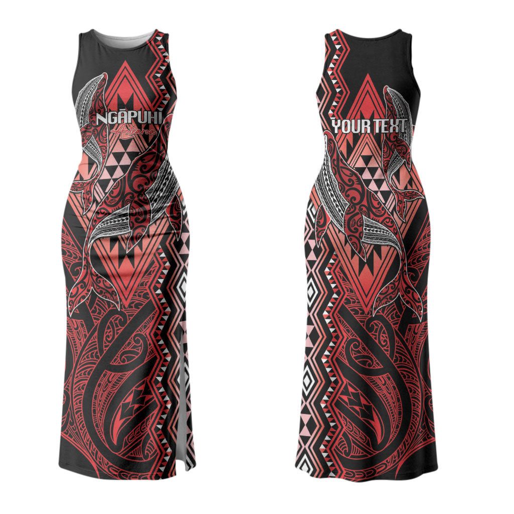Aotearoa Iwi Ngapuhi Personalised Couples Matching Tank Maxi Dress and Hawaiian Shirt NZ Maori Humpback Whale Taniko Motifs LT14 - Polynesian Pride