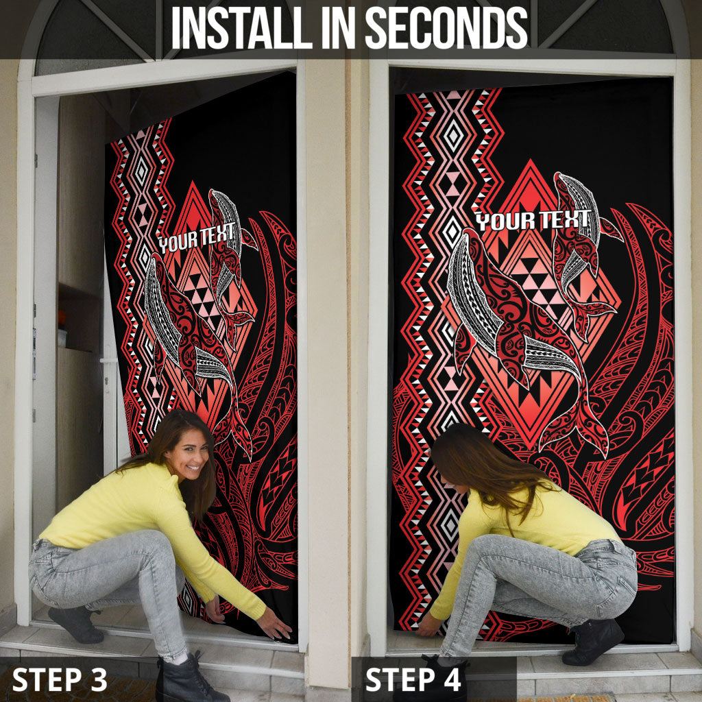 Aotearoa Iwi Ngapuhi Personalised Door Cover NZ Maori Humpback Whale Taniko Motifs LT14 - Polynesian Pride
