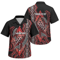 Aotearoa Iwi Ngapuhi Personalised Family Matching Off Shoulder Short Dress and Hawaiian Shirt NZ Maori Humpback Whale Taniko Motifs LT14 Son's Shirt Red - Polynesian Pride
