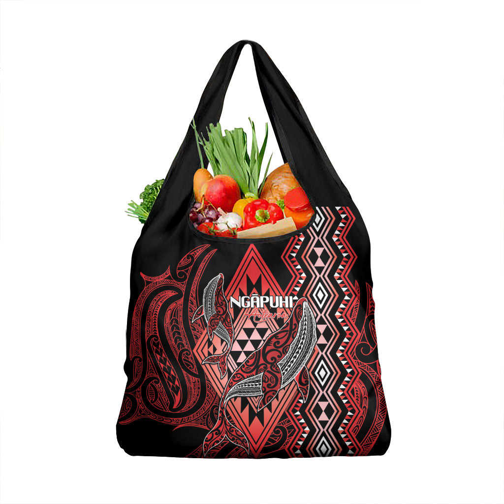 Aotearoa Iwi Ngapuhi Grocery Bag NZ Maori Humpback Whale Taniko Motifs LT14 1-pack One Size Red - Polynesian Pride