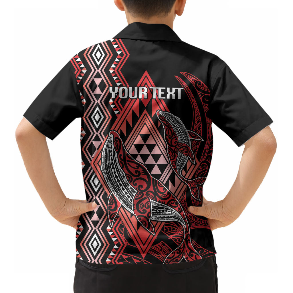 Aotearoa Iwi Ngapuhi Personalised Kid Hawaiian Shirt NZ Maori Humpback Whale Taniko Motifs LT14 - Polynesian Pride