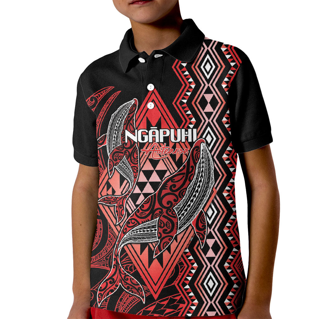 Aotearoa Iwi Ngapuhi Personalised Kid Polo Shirt NZ Maori Humpback Whale Taniko Motifs LT14 Kid Red - Polynesian Pride