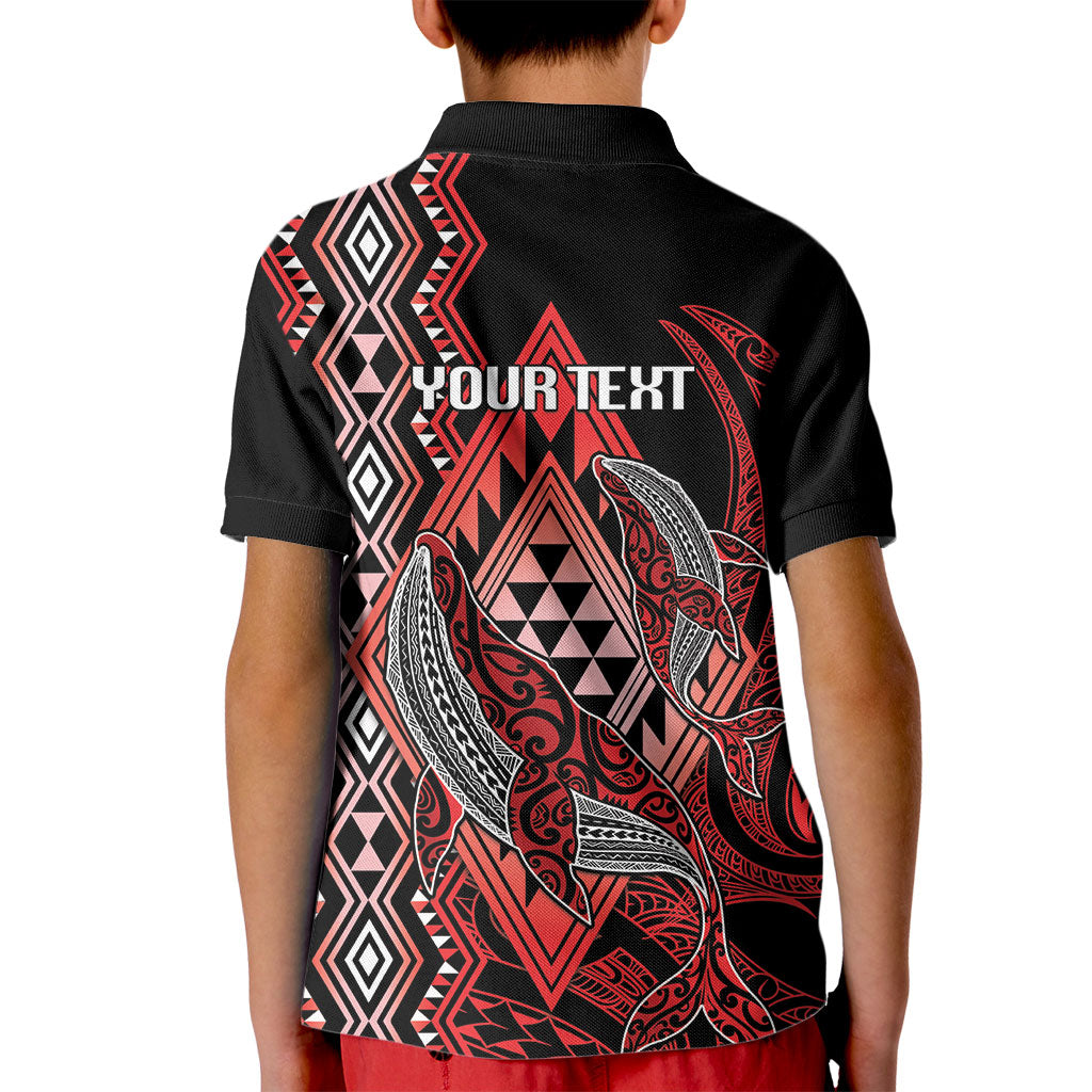 Aotearoa Iwi Ngapuhi Personalised Kid Polo Shirt NZ Maori Humpback Whale Taniko Motifs LT14 - Polynesian Pride